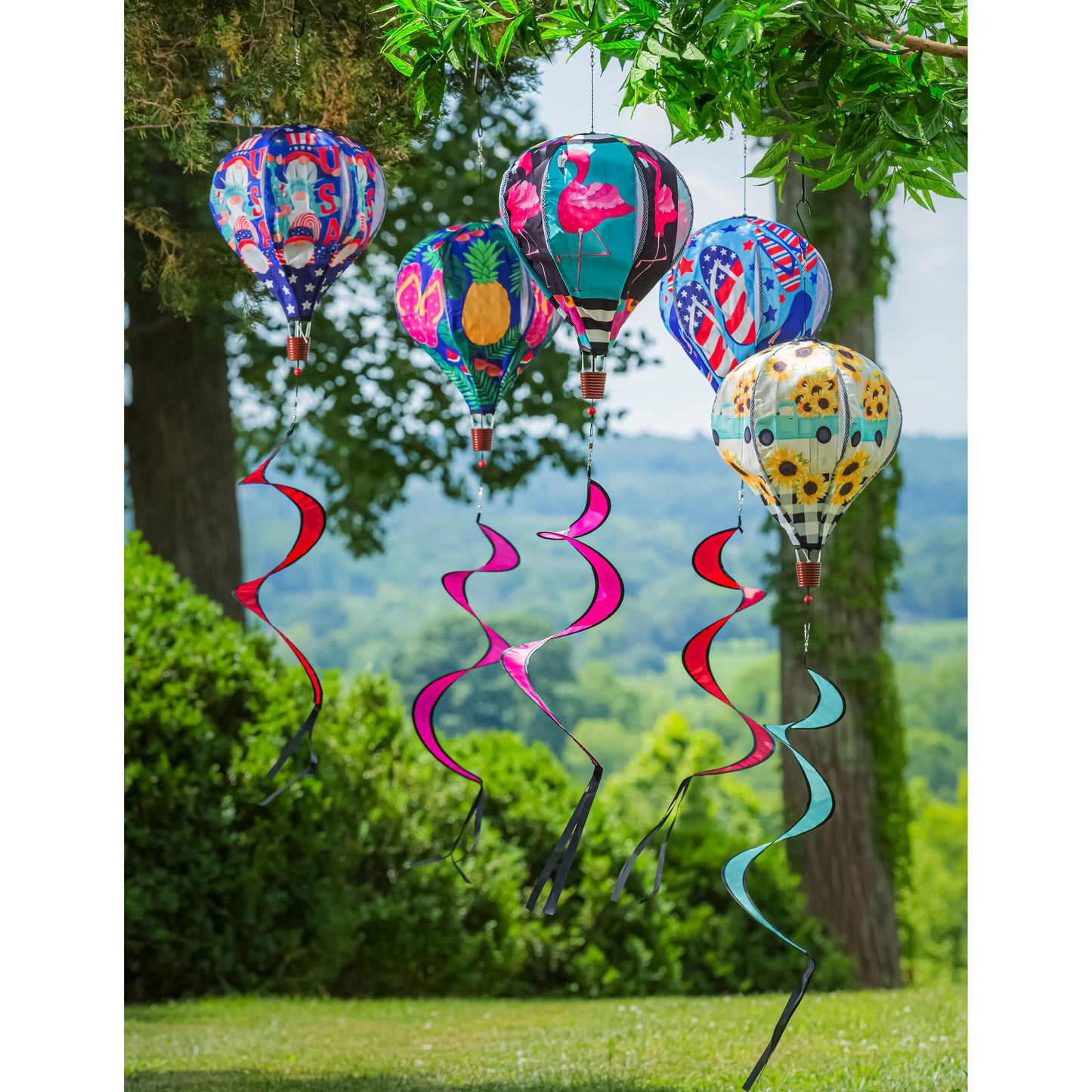 USA Gnomes Hot Air Balloon Spinner; 55"L x 15" Diameter