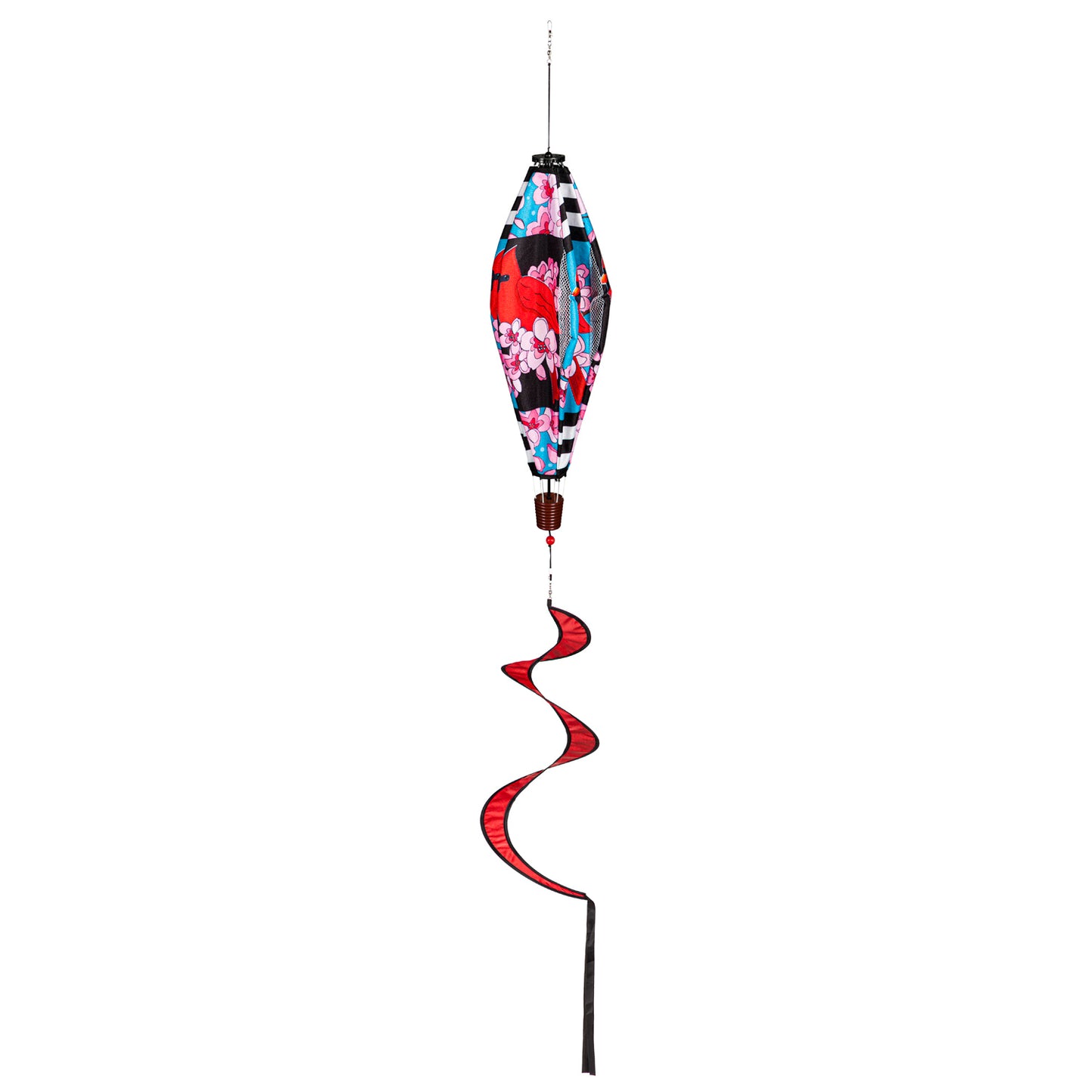 Spring Cardinal Burlap Hot Air Balloon Spinner; 55"Lx15" Wx15"D