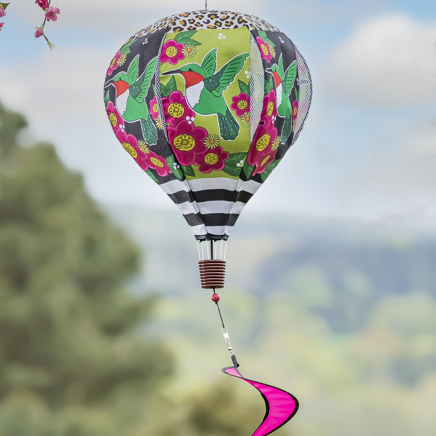 Spring Hummingbird Hot Air Balloon Spinner; 55"L x 15" Diameter