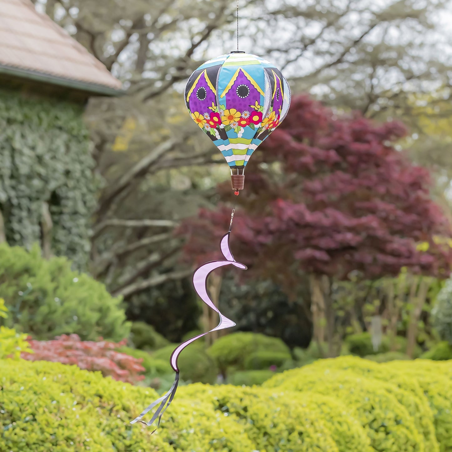 Daisy Birdhouse Hot Air Balloon Spinner; 55"L x 15" Diameter