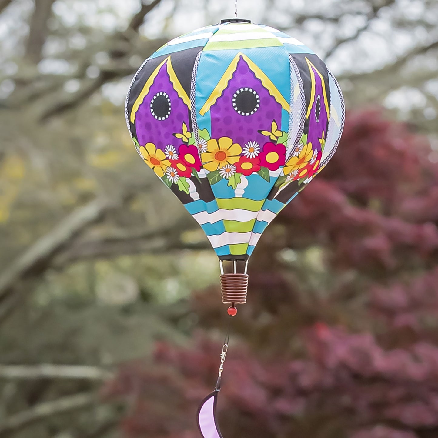 Daisy Birdhouse Hot Air Balloon Spinner; 55"L x 15" Diameter