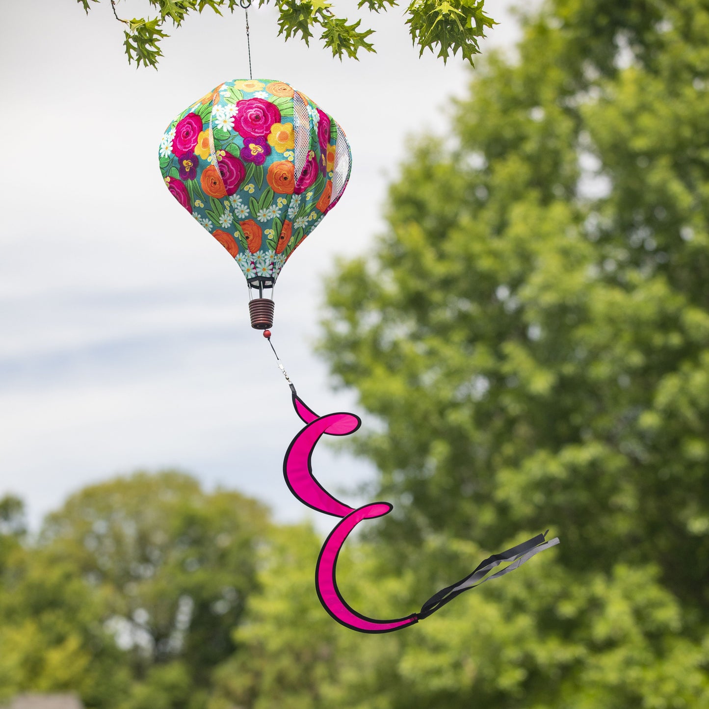Floral Medley Hot Air Balloon Spinner; 55"L x 15" Diameter