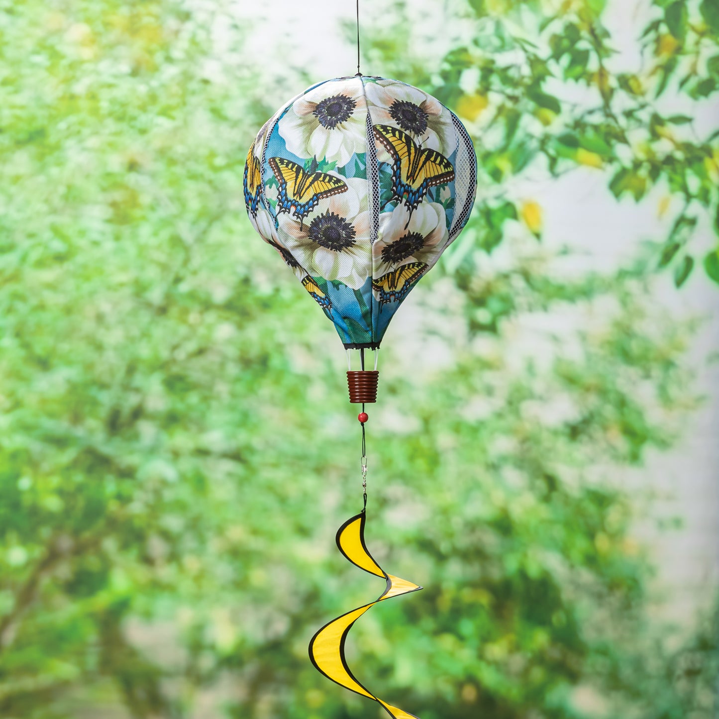 Anemone & Butterflies Hot Air Balloon Spinner; 55"L x 15" Diameter