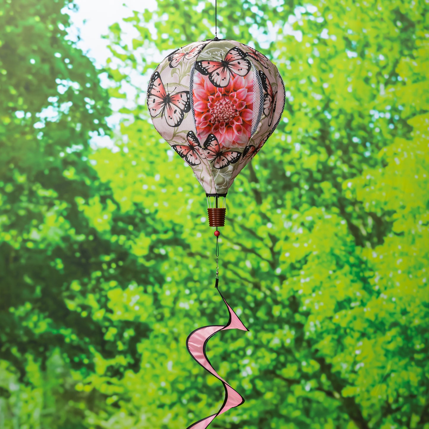 Dahlia & Butterflies Hot Air Balloon Spinner; 55"L x 15" Diameter