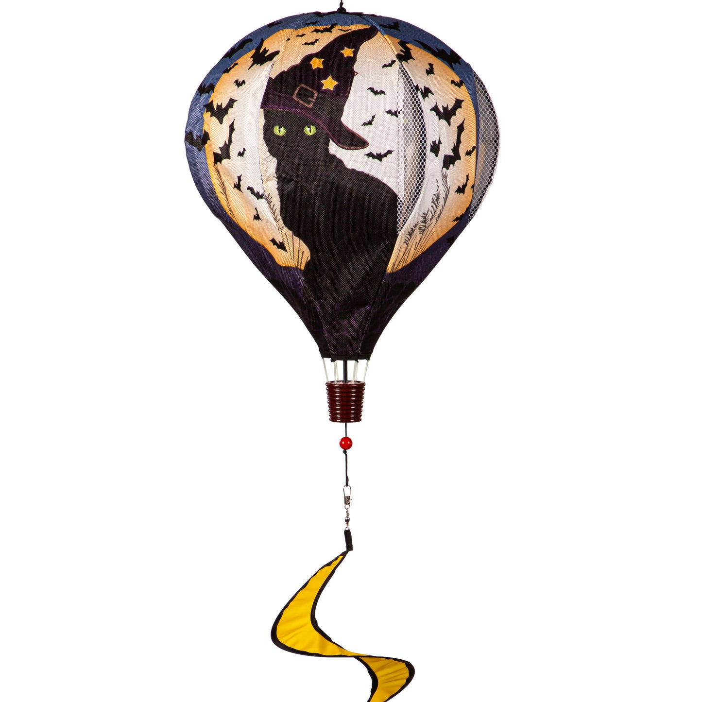 Happy Halloween Black Cat Hot Air Balloon Spinner; 55"L x 15"OD