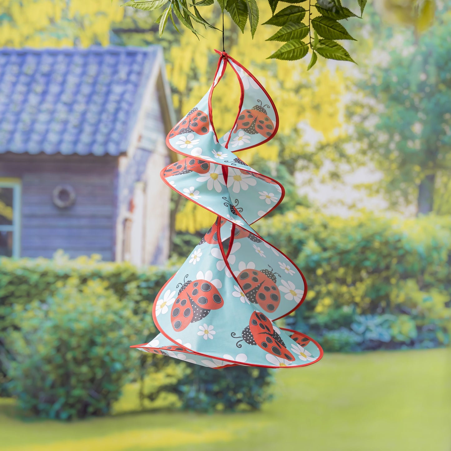 Ladybug with Daisies Trio Twister Windsock; 29.5"Lx15" Wx15"D