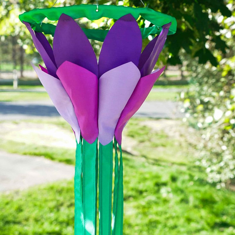 Purple Lotus Flower 3D Applique Windsock