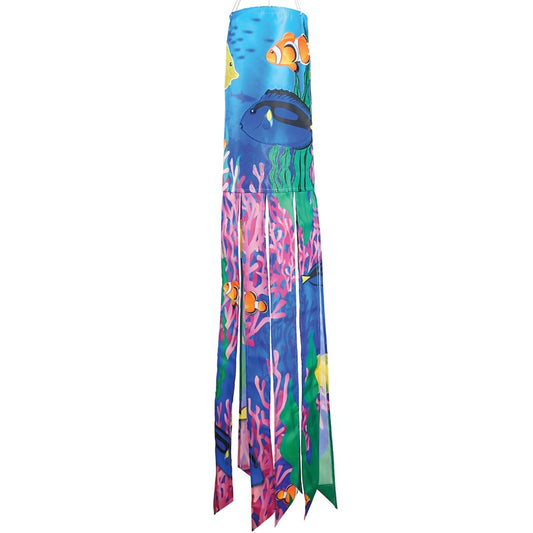 Tropical Fish Illusion Windsock; Polyester 6"x40"L