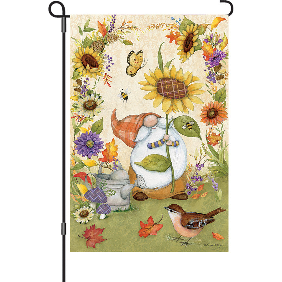 Gnome Sunflowers Garden Flag