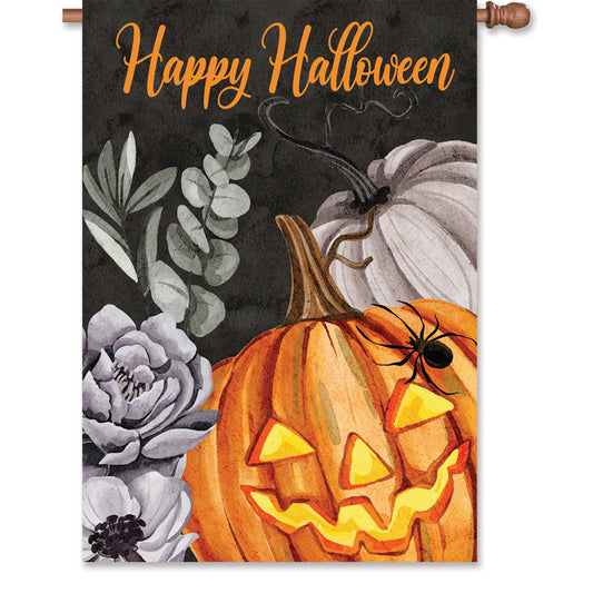 Floral Jack o' Lantern Printed House Flag; Polyester