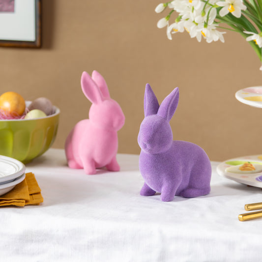 Flocked Bunny Blooms Tabletop Decor