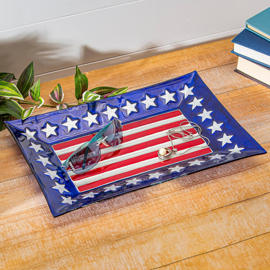 Patriotic Rectangular Glass Decorative Tray