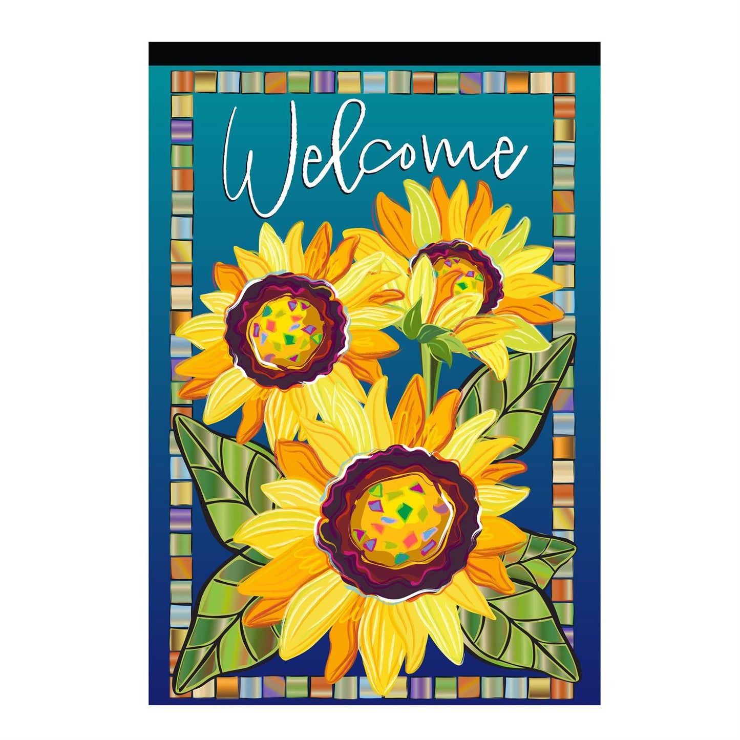 Sunflower Garden Welcome Applique Garden Flag; Polyester