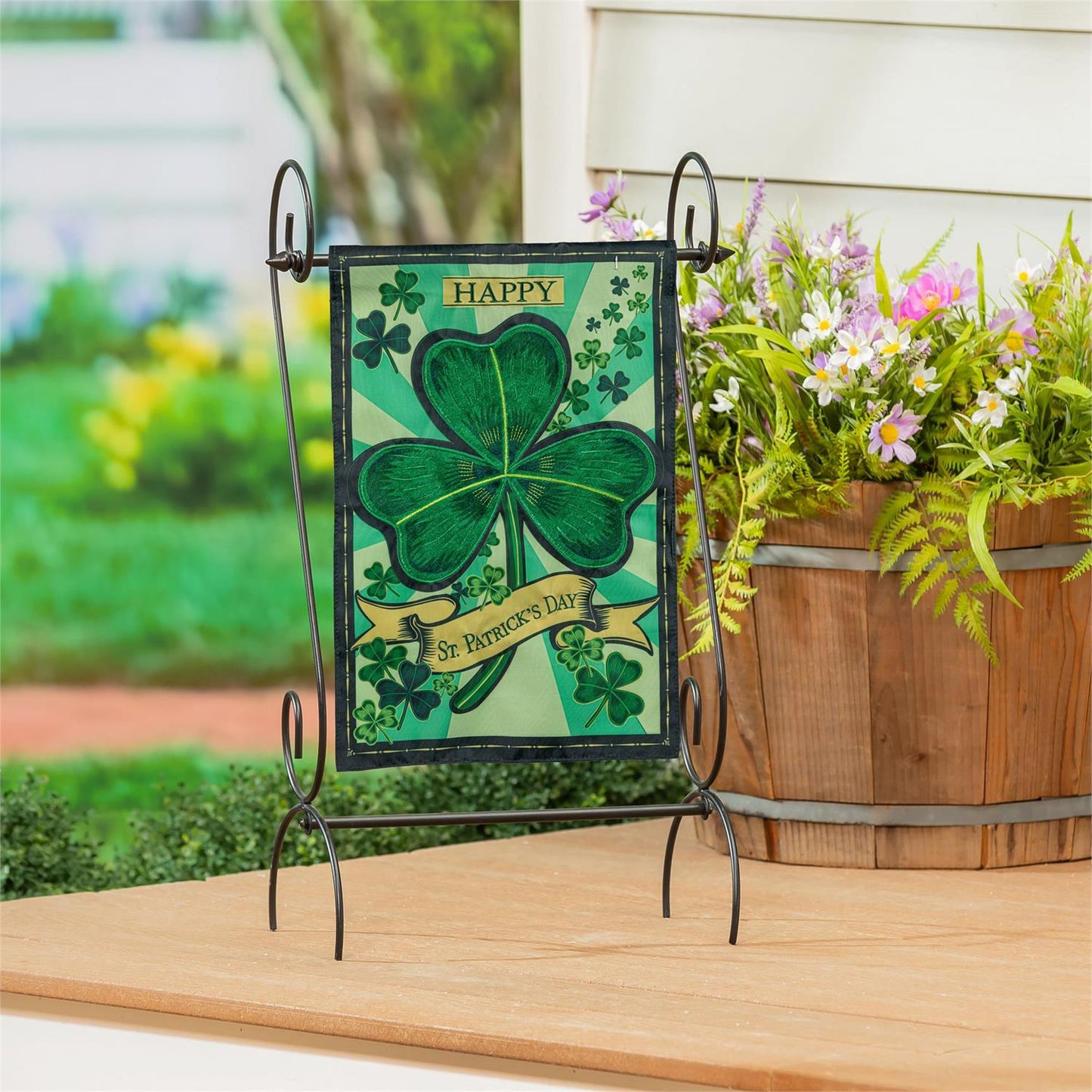 St Patrick's Day Shamrock Garden Flag