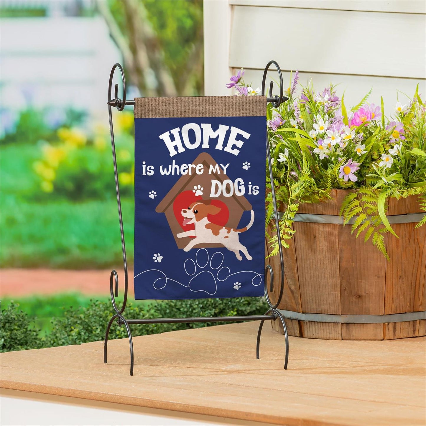 Home is Where My Dog Is Burlap Garden Flag; Polyester 12.5"x18"