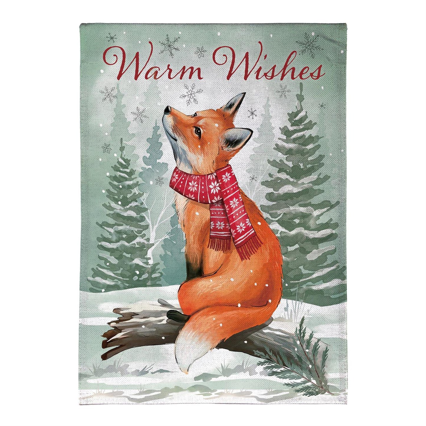 Winter Grove Fox Burlap Garden Flag; Polyester 12.5"x18"