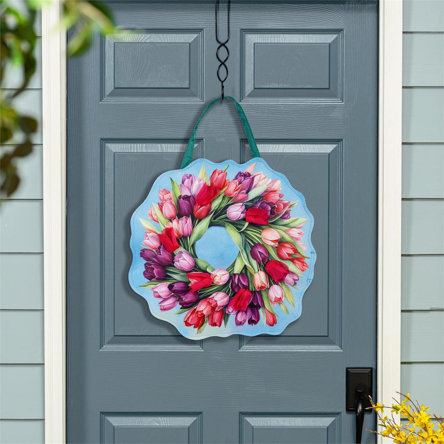Spring Pink & Patriotic Tulips 2-Sided Door Hanger