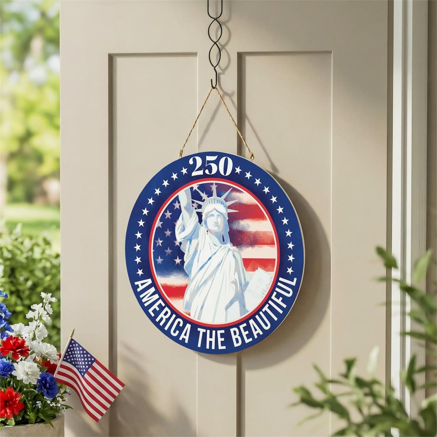 America the Beautiful 250 Wooden Door Hanger