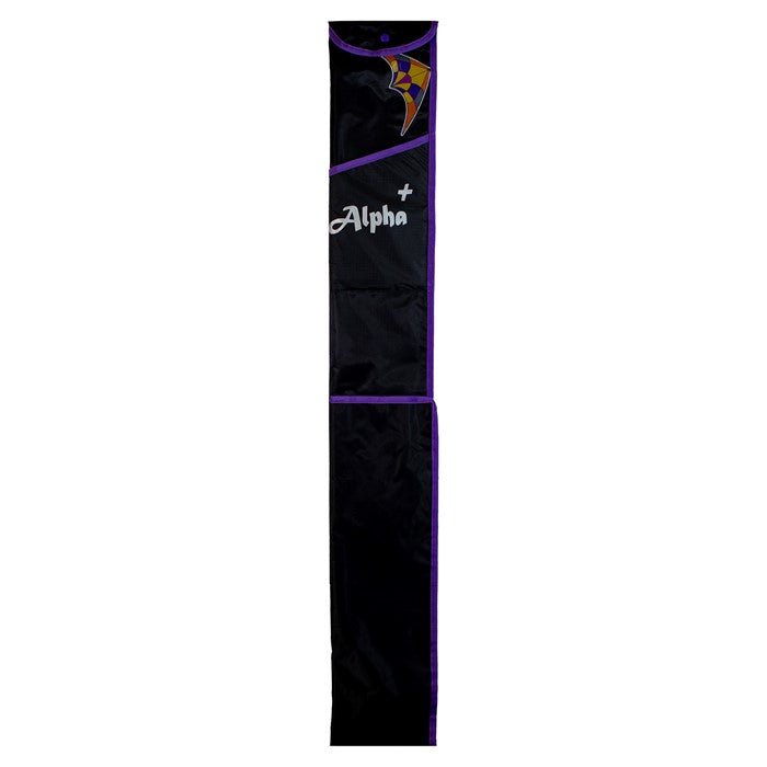 Orange & Purple Alpha 4 Ripstop Nylon Kite with Carbon Fiber Frame to include 80 ft. 150 lb. Dyneema Test Line & Winder Handle Set; 85"x44.5' - Wind Range 4 ~ 27 mph