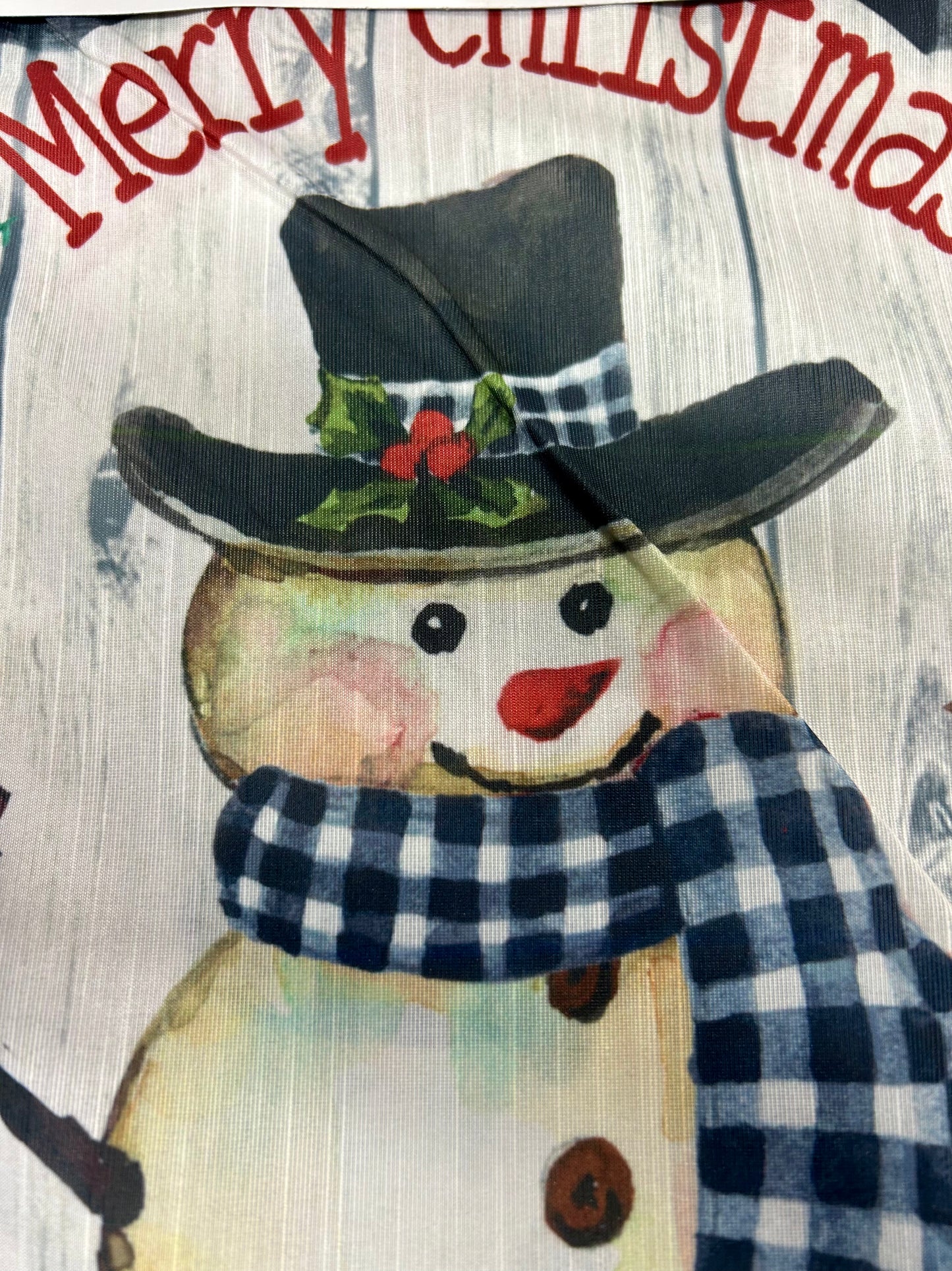 Country Plaid Snowman Printed Textured Striation Garden Flag - IMPERFECT