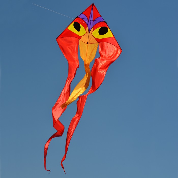 Ibis Ripstop Nylon Delta Kite with Fiberglass Dowel Frame to include 160 ft. 55 lb. Test Line & Winder & 15' attached tail; 52"x15' - Wind Range 5 ~ 18 mph