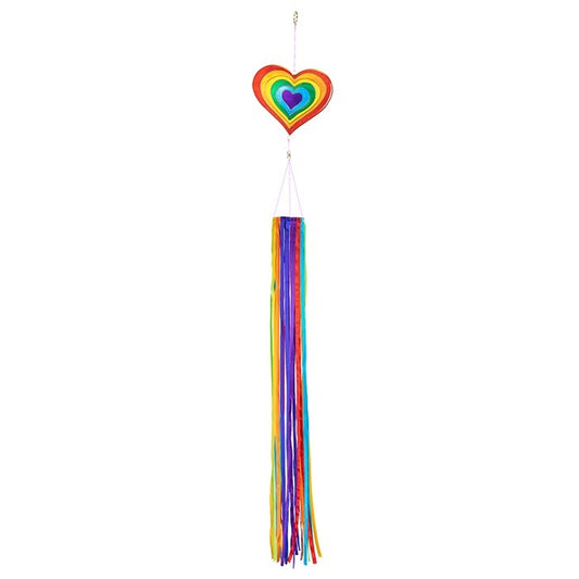 Rainbow Heart & Ribbon Windsock; Polyester