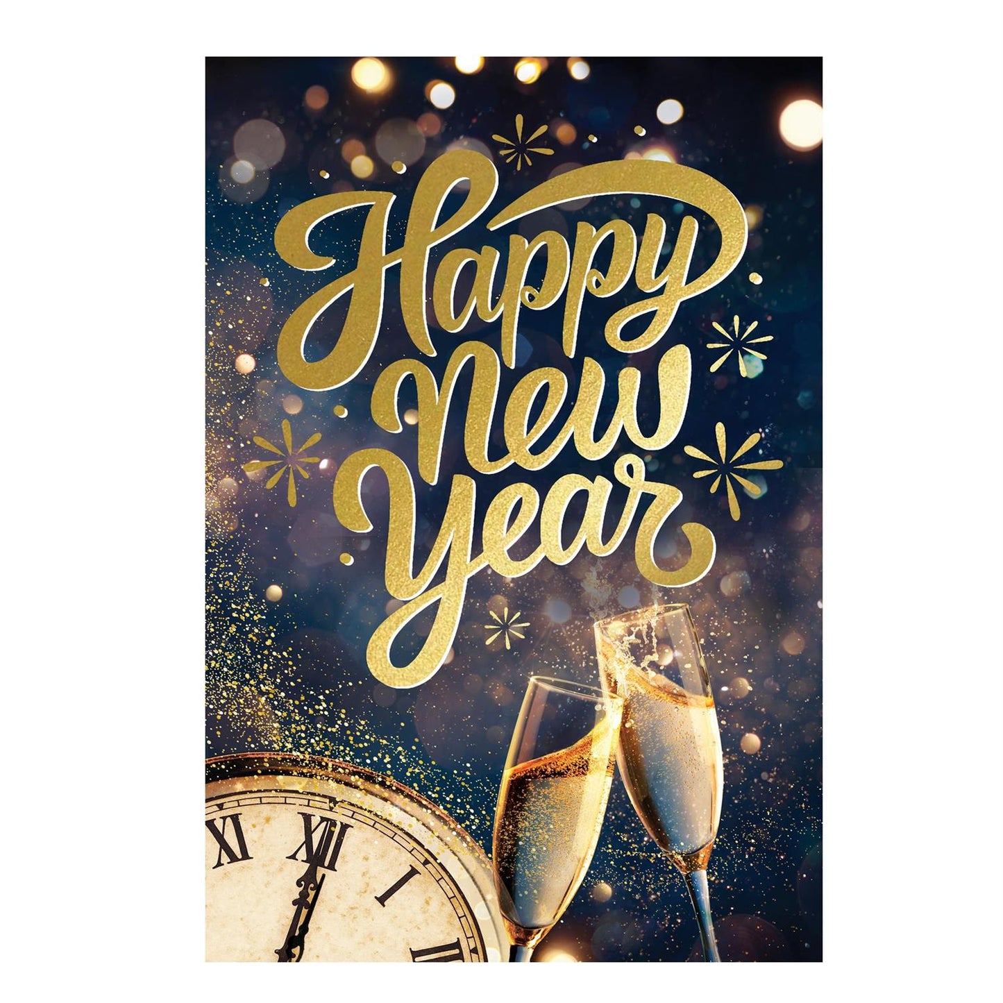 Happy New Year Celebration Lustre Garden Flag; Polyester 12.5"x18"