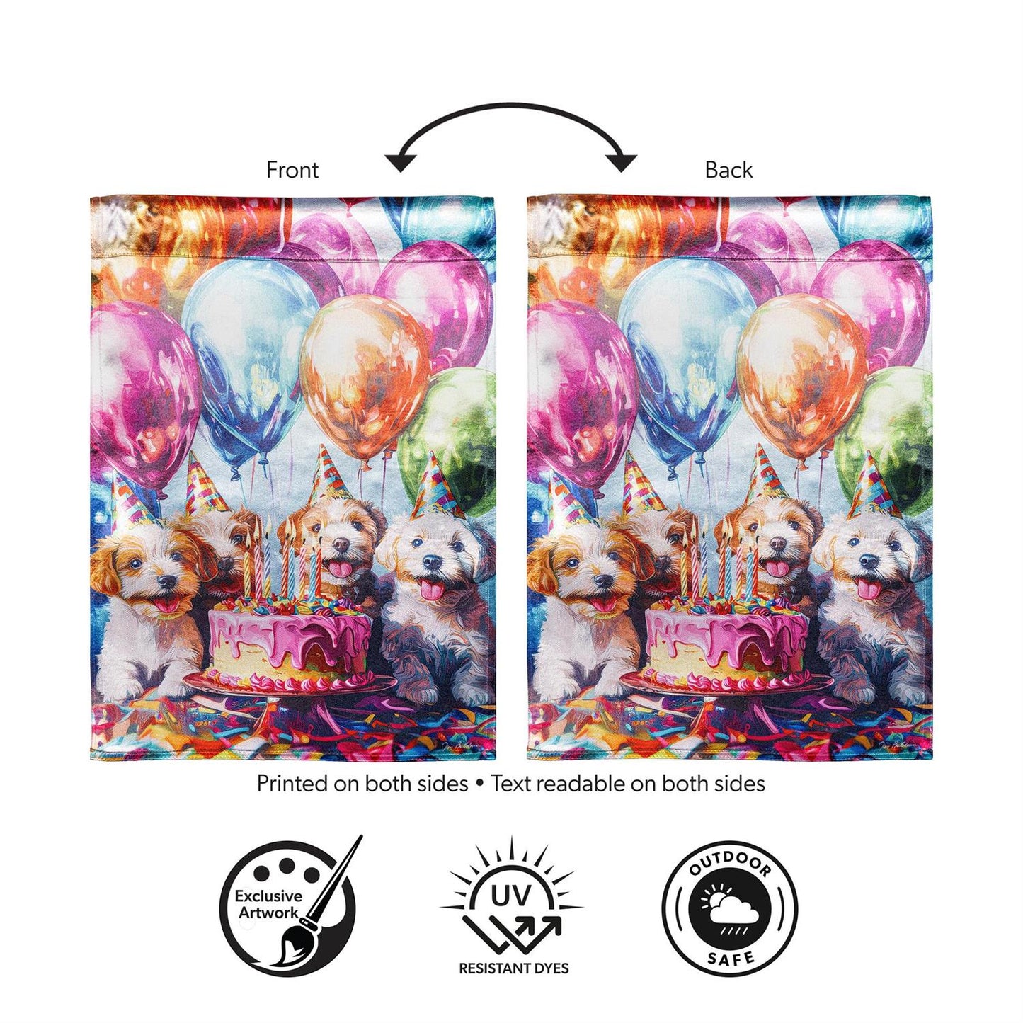 Pet Central Happy Birthday Dogs Lustre Garden Flag; Polyester 12.5"x18"