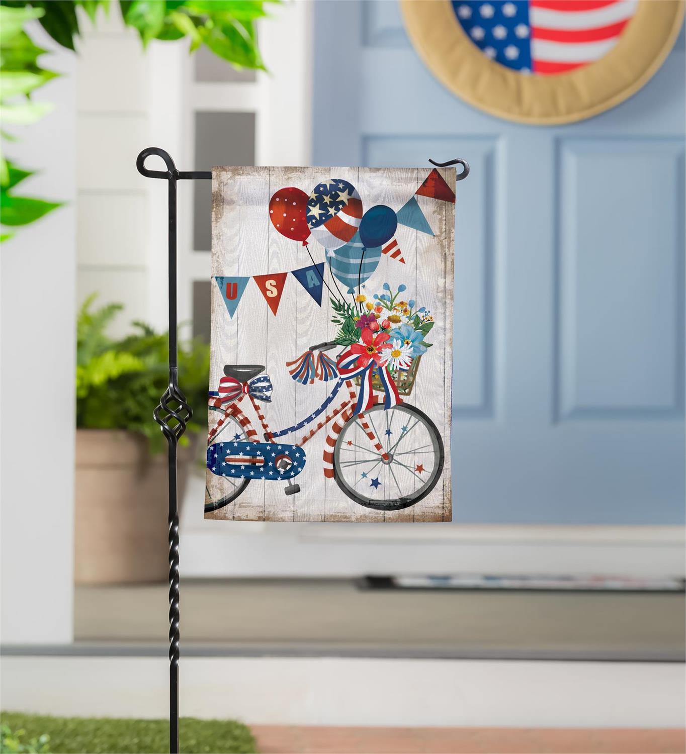 American Classic Bicycle Moire Garden Flag; Polyester 12.5"x18"