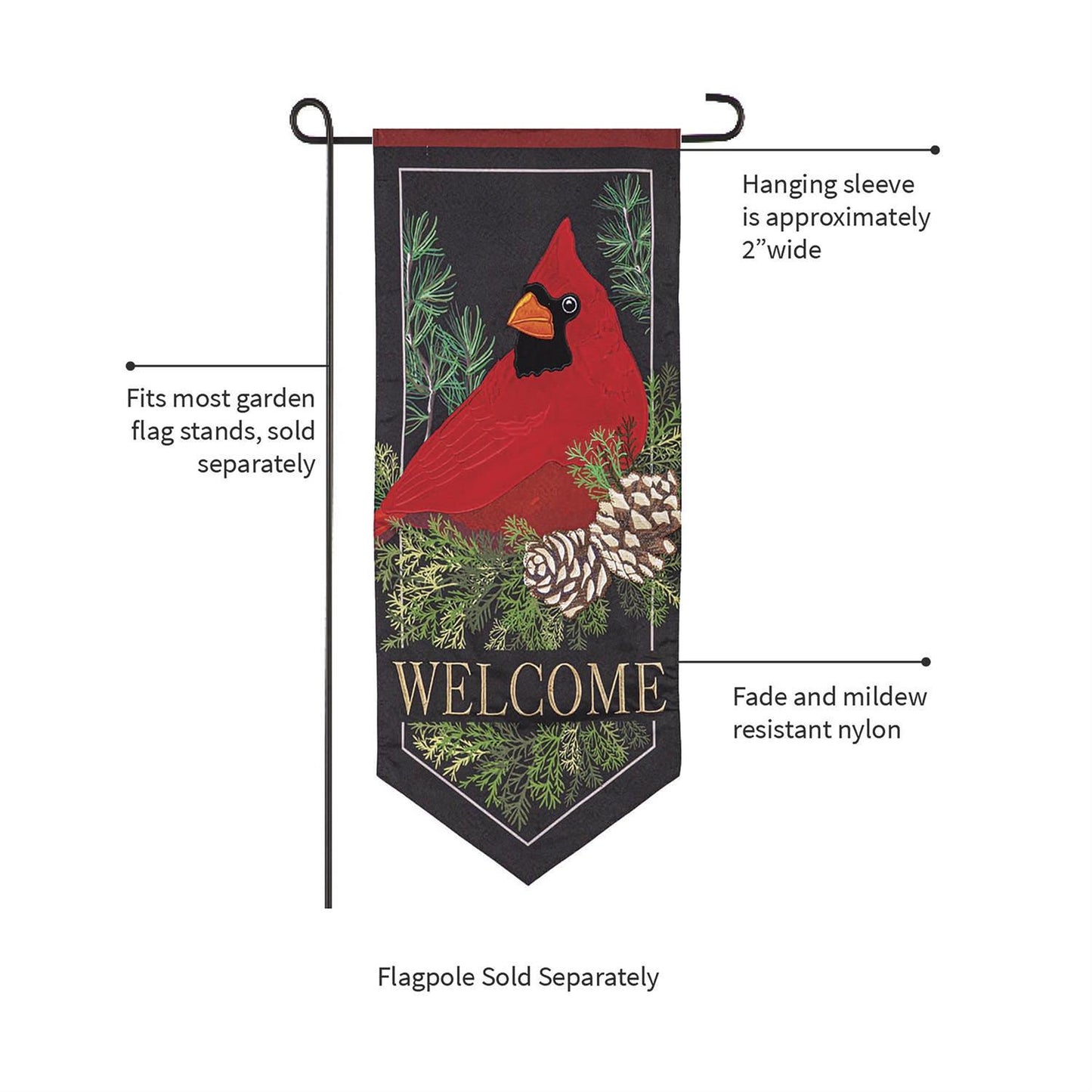 Cardinal & Evergreen Everlasting Impressions Garden Flag