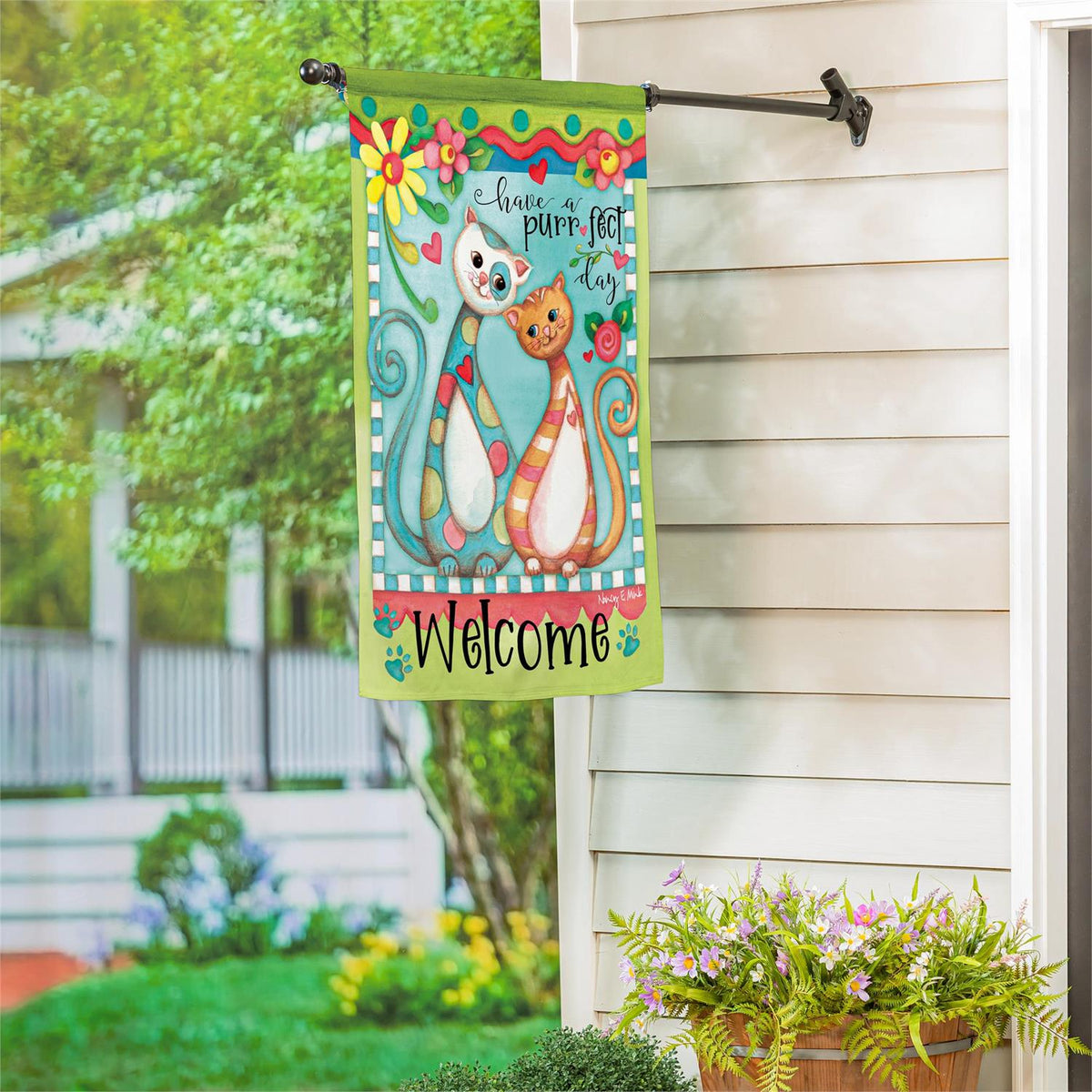 Purr-fest Day Suede House Flag; Polyester 29"x43"