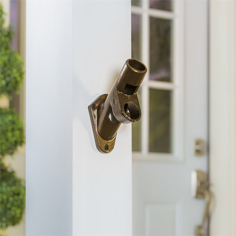 1" Bronze dual angle wall mount pole bracket with windsock receiver