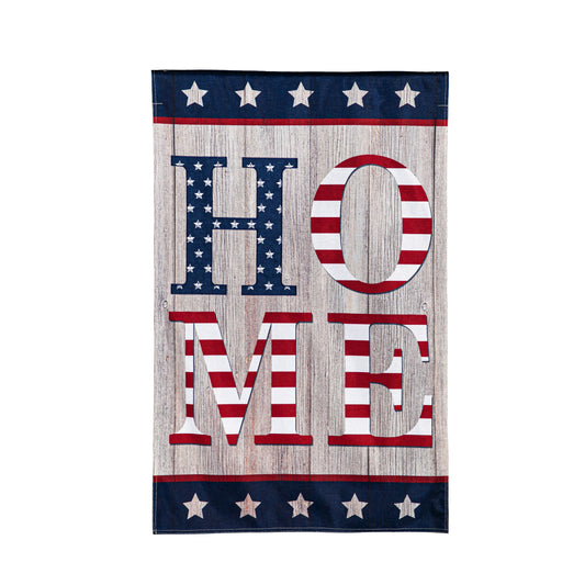 Stacked Patriotic Home Printed Burlap House Flag; Polyester 28"x44"