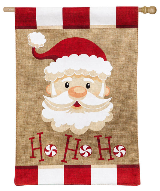 Santa Ho Ho Ho Printed Burlap House Flag