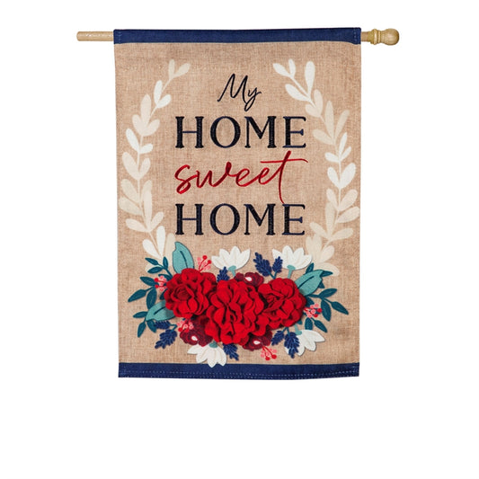 Patriotic Floral Home Sweet Home House Flag