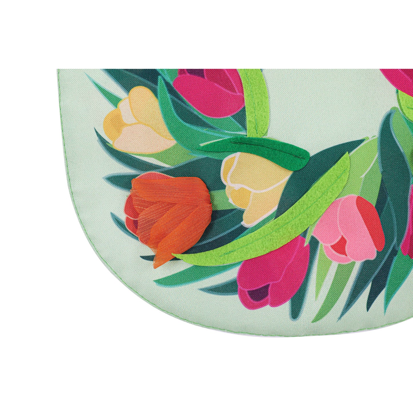 Spring Tulip Wreath Printed House Flag; Linen Textured Polyester 28"x44"