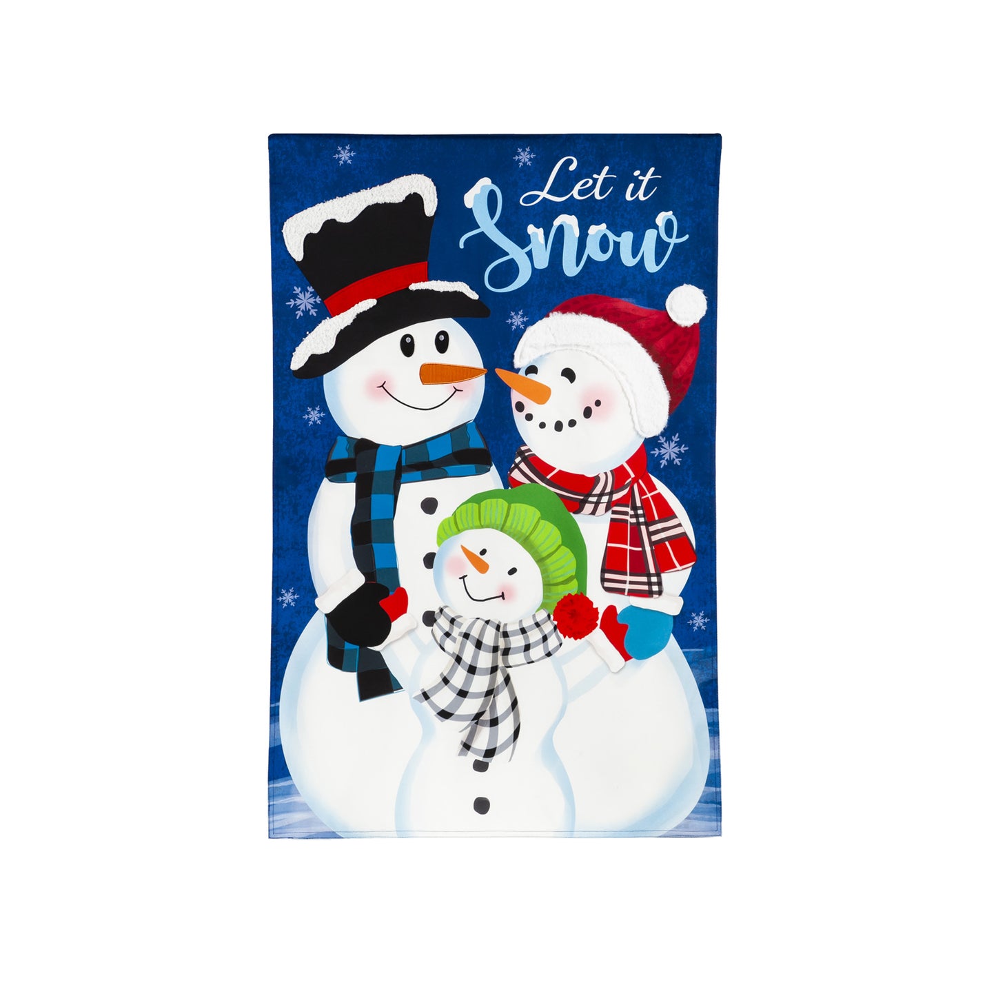 Let it Snow Family Printed House Flag; Linen Textured Polyester 28"x44"