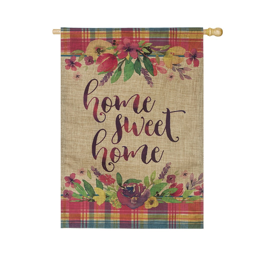 Home Sweet Home Printed House Flag; Linen Textured Polyester