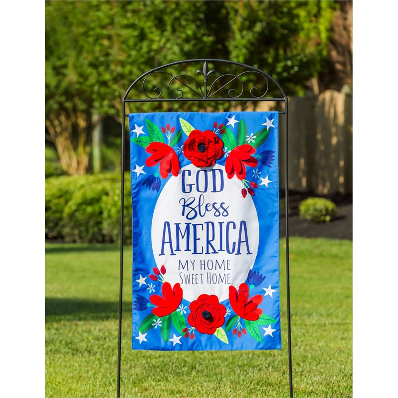 God Bless America Floral House Flag