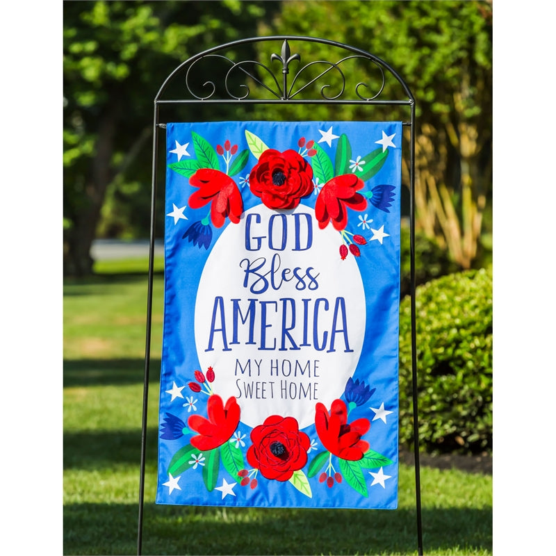 God Bless America Floral House Flag