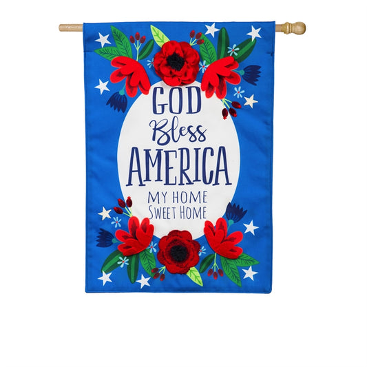 God Bless America Floral House Flag