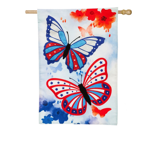 Patriotic Butterflies House Flag