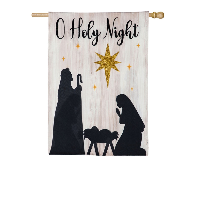 Nativity Silhouette Printed House Flag; Linen Textured Polyester