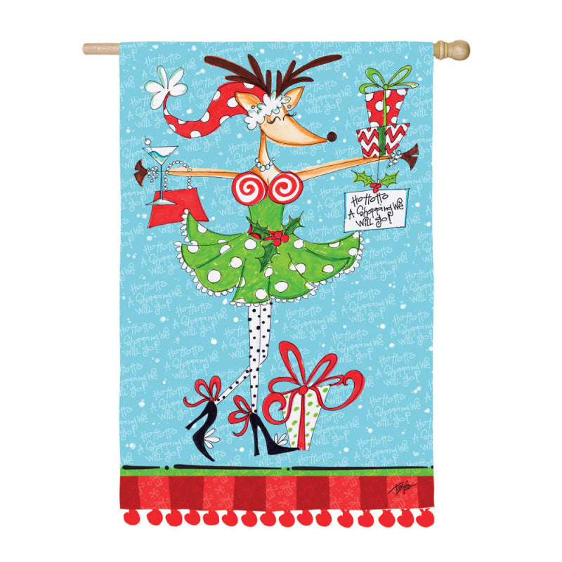 Christmas Santa & Christmas Prancer 2-Sided House Flag