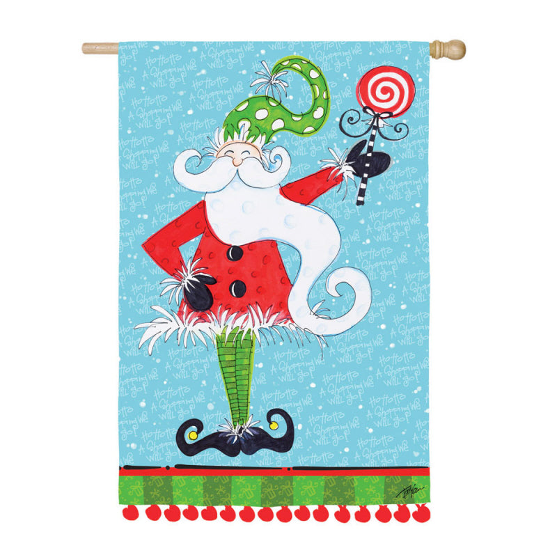 Christmas Santa & Christmas Prancer 2-Sided House Flag