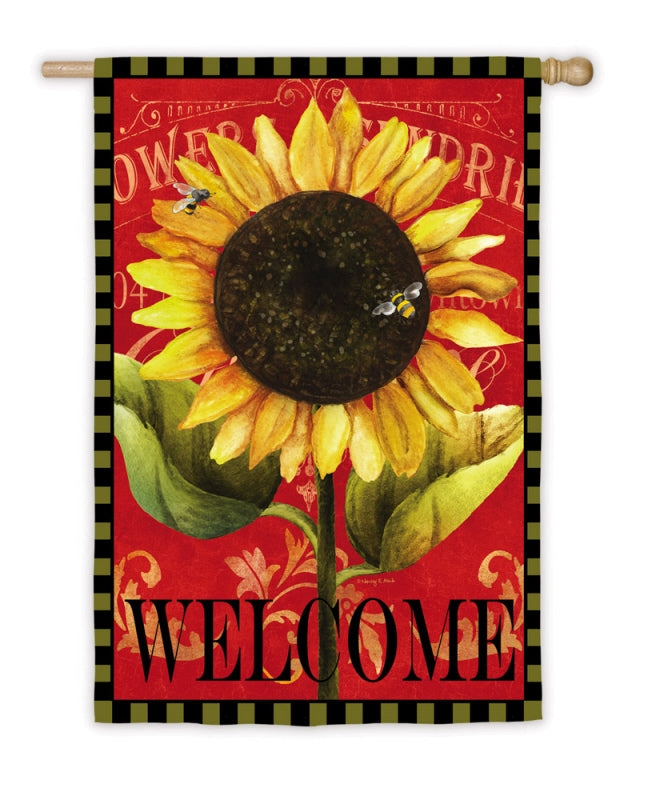 Welcome Sunflower Printed Suede House Flag