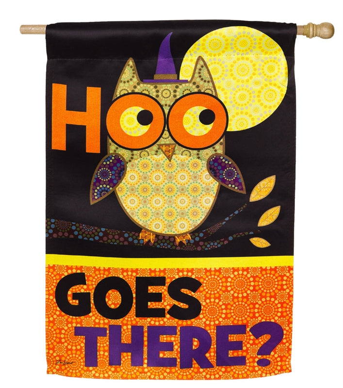 Halloween Kitty, Owl & Moon 2-Sided House Flag