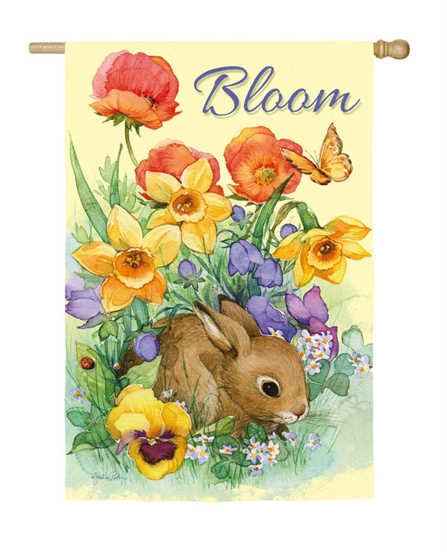 Bloom Rabbit 2-Sided Printed Suede House Flag; Polyester
