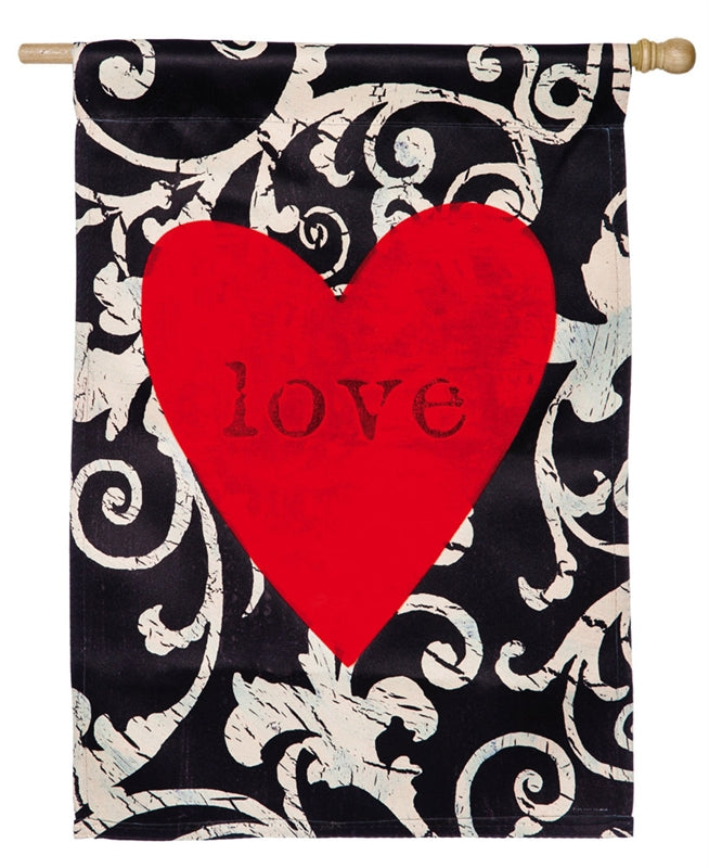 Love in the Heart Printed Suede House Flag; Polyester