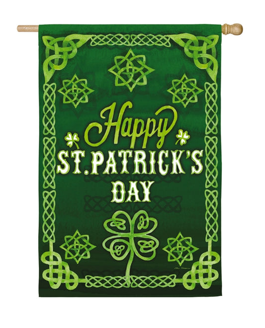 St.Patricks Day Celtic Printed Suede House Flag; Polyester